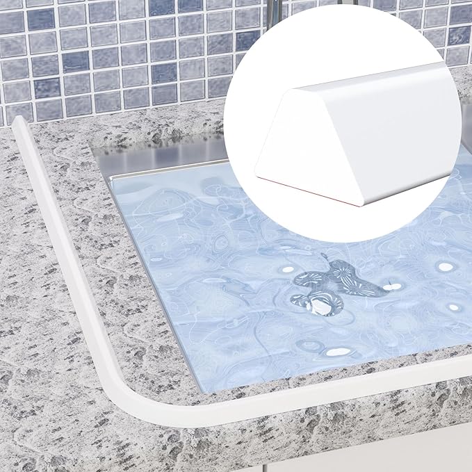 98 Inch Collapsible Shower Water Dam, Shower Threshold Water Dam Shower Barrier, Dry and Wet Separation Door Dam Water Stopper Kitchen Shower Threshold Silicon Water Blocker(Mini Trapezoid)