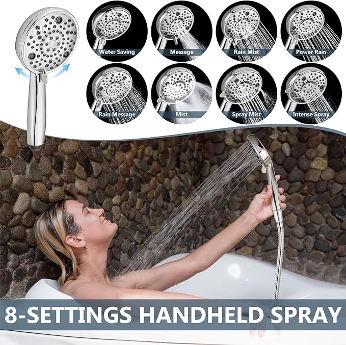 Aolemi 3 Handles Tub Shower Faucet Set with Valve Bathtub Combo Set Shower System Complete Trim Kit Wall Mounted Polish Chrome