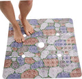ENKOSI Square Shower Mat 27x27 inch - Anti Slip Shower Stall Floor Mat - Non Slip Shower Mats with Strong Secure Suction Cups and Drain Holes in Middle (27x27 Stone Path)
