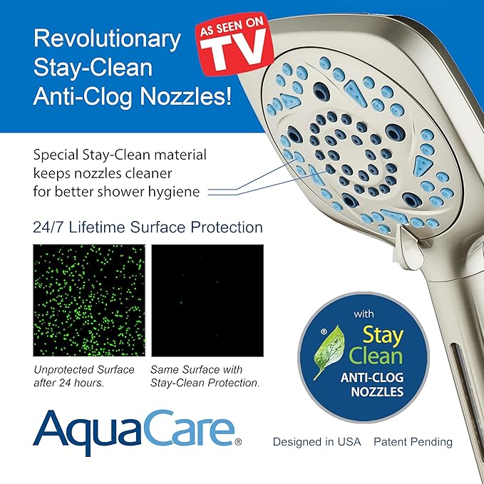 6-way High Pressure 82 Spray Mode Filtered Showerhead Combo - Handheld Shower Head Filters Chlorine to Heal Dry Skin, Revive Hair - Dual Power Wash Cleans Tub, Tile, Pets - Hard Water Softener, Nickel