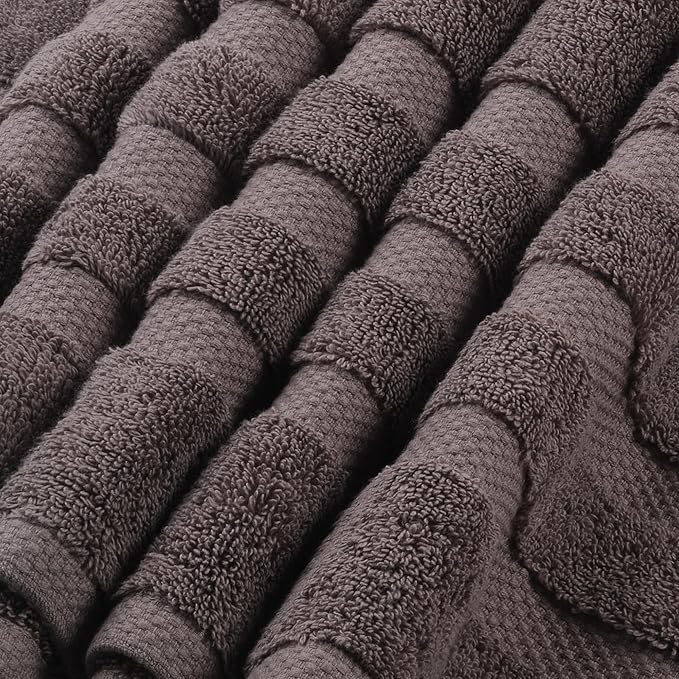SOFE H&L | Olea Luxury Turkish Cotton Bath Towels Set of 6 : 2 Bath Towels 2 Hand Towels 2 Wash Cloths, Dark Gray | Thick, Premium, Soft, Durable, Absorbent - Hotel Quality Towel Sets for Bathroom