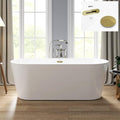 FerdY 67" Shangri-La Elite, Acrylic Freestanding Bathtub, Modern & Contemporary Design Soaking Tub with Polished Gold Drain Pop-Up Drain and Minimalist Design Overflow, cUPC Certified