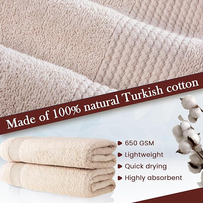 HALLEY Turkish Cotton Towels (Pack of 2) Bath Towels Super Soft Highly Absorbent 100% Cotton Towels for Bathroom and Kitchen for Mother’s Day (Ivory White)