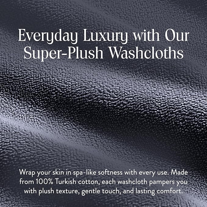 Brooklinen Super-Plush Turkish Cotton Washcloths - Set of 2 - Cotton, 820 GSM, Highly Absorbent, Machine Washable, Perfect for Home & Bathroom (13" x 13", Graphite Grey)