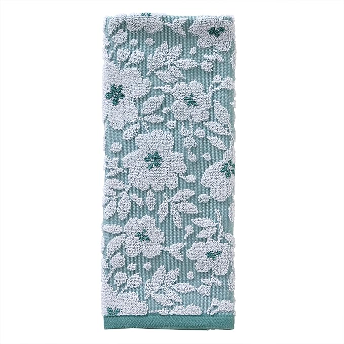 SKL Home Floral Jacquard Hand Towel Set, Moss Green, 2 Count (Pack of 6)