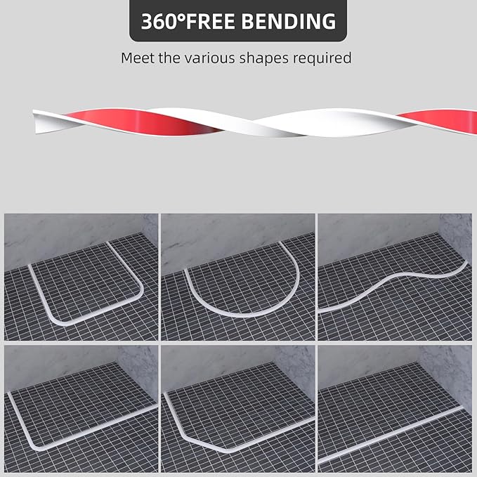 98Inch Collapsible Shower Threshold Water Dam Barrier, Self Adhesive Silicone Waterproof Shower Barrier Water Strip Dam for The Gap Between the Shower Kitchen Countertop Sink and Cooktop