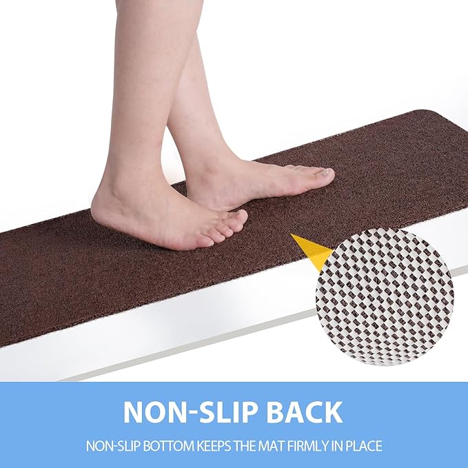 Non-Slip Bathtub Mat, Anti Slip Shower Mat, Fast Drying Bathtub Mats, Foot Scrubber Mat, Anti Slip Mat for Tub, Floor, Bathroom, Kitchen, Home, Hotel (Brown 32"×17")