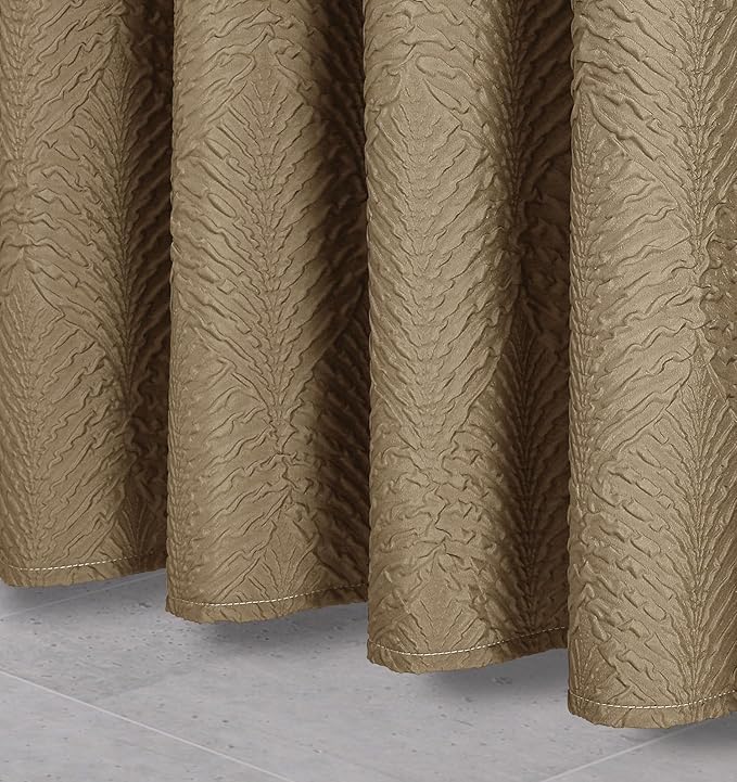 Gibelle Ombre Brown Shower Curtain for Bathroom, 3D Embossed Textured Fabric Shower Curtain, Modern Farmhouse Chic Soft Cloth Shower Curtain Set with Hooks, 72x72
