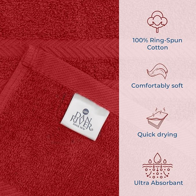 DAN RIVER 2 Pack Luxury Bath Sheets 35x70, 600 GSM, Soft & Quick Dry 100% Ring Spun Cotton Towels Ideal for Hotels, Spas, Gyms & Salons Extra Large, Red