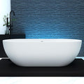 69'' Freestanding Tubs Bathtub Solid Surface Resin Stone Bathtubs soaker Tubs Oval Shaped Matte Luxury Modern Soaking Tub with Overflow and Pop-up Drain - White…