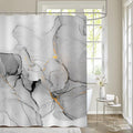 Gibelle Long Fabric Shower Curtain 72 x 78, Tall Abstract Grey Marble Shower Curtain, Modern Ink Art Waterproof Fabric Shower Curtain Set with Hooks