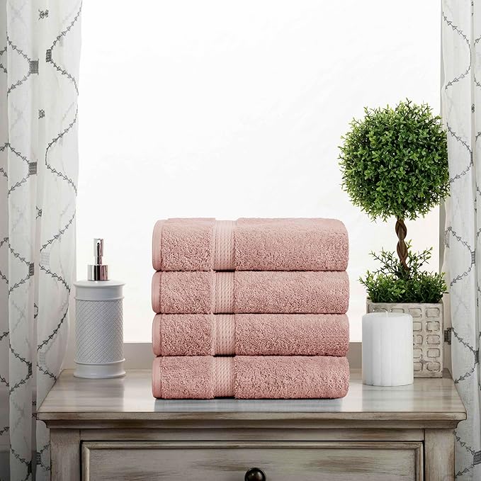 BLUENILEMILLS Madison Egyptian Cotton Hand Towels, Towel Set for Bathroom, Shower, Spa, Hotel, Plush, 800 GSM, Gym, Highly Absorbent and Ultra-Soft Towels, Bath Essentials, Set of 4, Muted Mauve