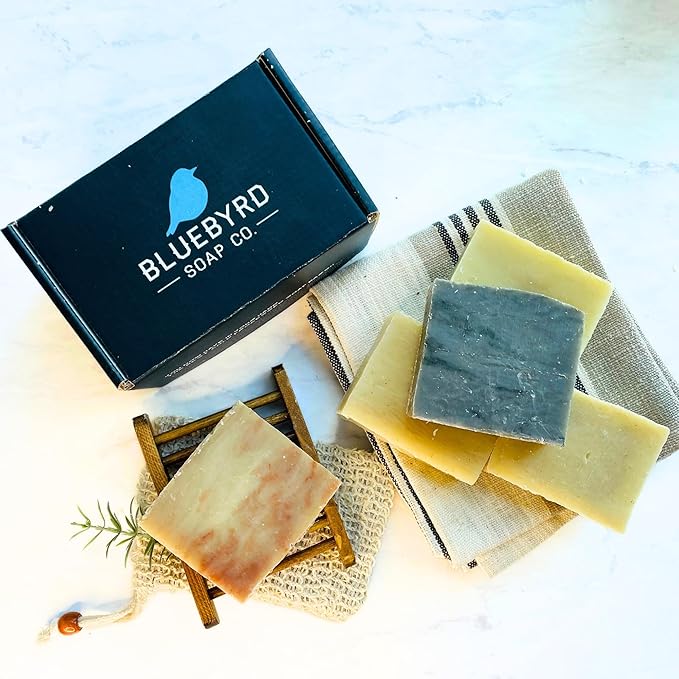 BLUBYRD Soap Co. Natural Solid Shampoo Bar 5 Pack – Set of Organic Shampoo Bars For Hair & Body Wash | Natural Conditioning, Eco Friendly, Zero Waste, Vegan- Cherry Almond (Shampoo)