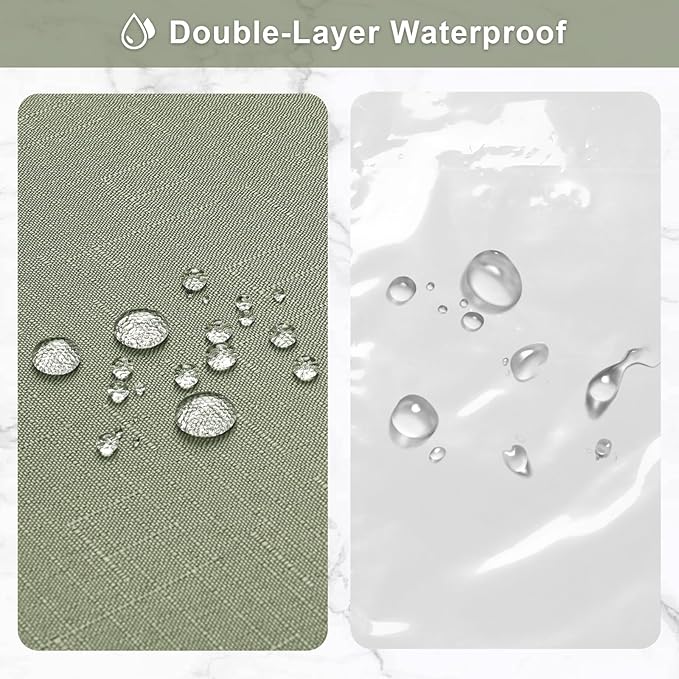 MitoVilla 3 in 1 Shower Curtain Set, Sage Green Boho Farmhouse Linen Textured Bath Curtain and Clear PEVA Liner Set with 12 Double Sided Steel Hooks, Waterproof Fabric Hotel Bathroom Curtain - 72x72