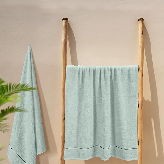 MyOwn Cotton 2 Pack Oversized Bath Towel Set 28x55 inches, Large Bath Towels, Ultra Absorbant Compact Quickdry & Lightweight Towel, Ideal for Gym Travel Camp Pool - Sea Green