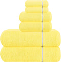 MyOwn Ultra Soft 6 Pack Cotton Towel Set, Contains 2 Bath Towels 28x55 inch, 2 Hand Towels 16x24 inch & 2 Wash Coths 12x12 inch, Ideal Everyday use, Compact & Lightweight - Lime Yellow