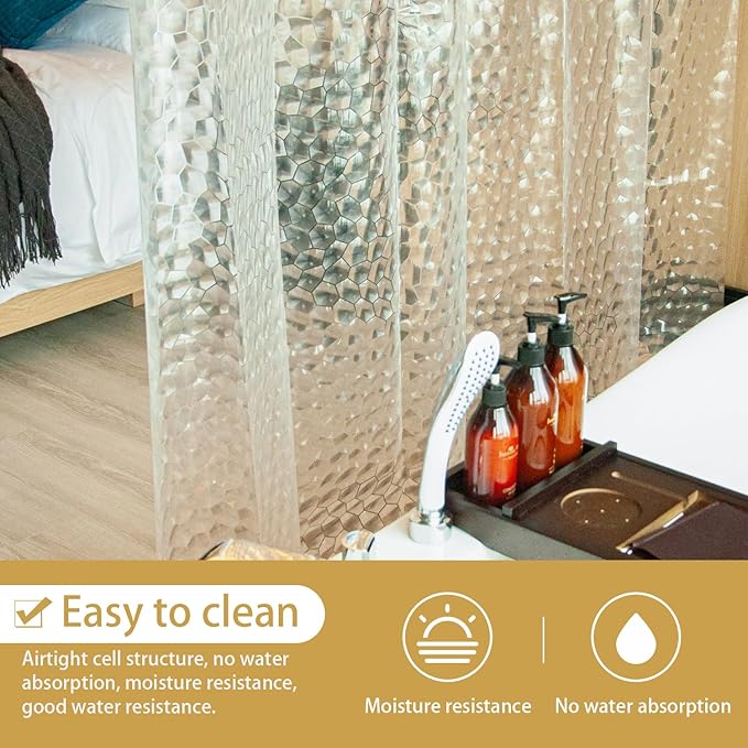 NTBAY EVA Clear Shower Curtain with Water Cube, Water-Repellent Liner with 3 Magnets for Bathroom, 36x72 Inches