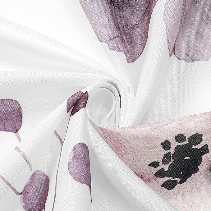 Gibelle Watercolor Floral Shower Curtain, Plum Beige Flower Shower Curtain for Bathroom, Modern Minimalist White Waterproof Fabric Shower Curtain Set 72x72 Inch
