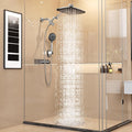 Veken 11.8" Rain Shower Head with Handheld, High Pressure Handheld Shower with Multi Spray Modes, Rainfall Combo with 15" Metal Extension Arm, Detachable Dual Shower, Bathroom Decor, Chrome Silver