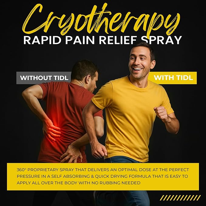 TIDL Cryotherapy Pain Relief Spray, 3 Oz, Targeted Neck Pain, Joint & Muscle Pain Relief, Organic, Plant-Based Menthol, Instant Cooling for Arthritis, Back & Knee Pain