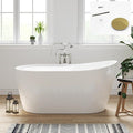 FerdY Lana'i 60" Freestanding Bathtub, Gracefully Shaped Freestanding Soaking tub, cUPC Certified, Polished Gold Drain Assembly Included