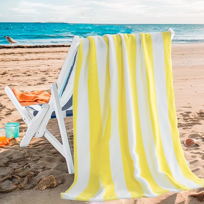 Touchat Beach Towel Oversized,Super Absorbent Sand Free Thick Microfiber Beach Towel (Yellow 4Pack, 30”x60“)