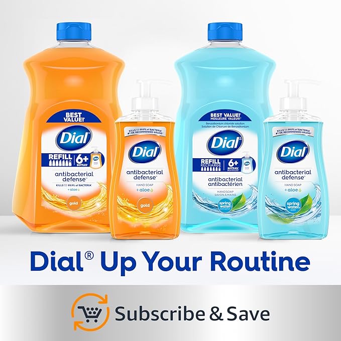 Dial Antibacterial Liquid Hand Soap, Spring Water, 11 fl oz (Pack of 4)