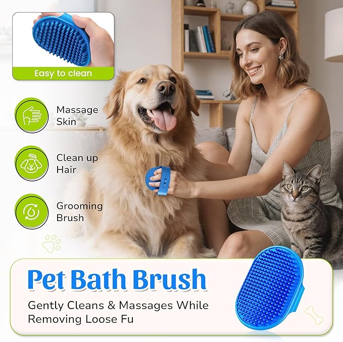 Dog Washing Hose Attachment–ALL IN ONE Dog Bath Supplies,Hose Soap Sprayer,Dog Washing Kit,Dog Drying Towel,Dog Tooth Brush, Dog Washing Brush, Dog Bath Scrubber and Dog Shampoo Brush