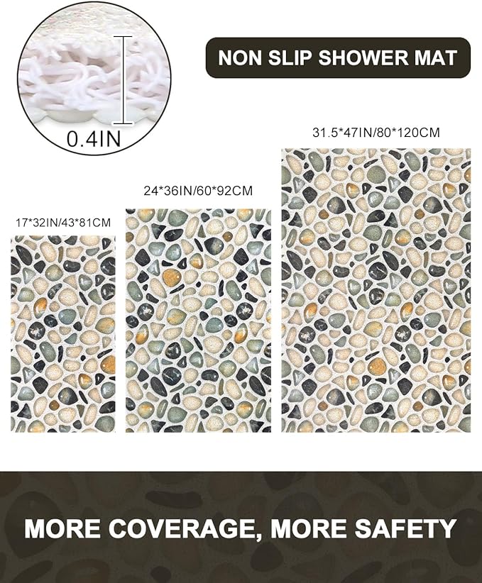 Bathtub Mat Non Slip - Anti Slip Shower Mat, Quick Drying Bath Tub Mats, Soft PVC Loofah Foot Massage Mat, Bath Mat for Shower, Tub, Bathroom, Floor, Kitchen, Pool, Hotel