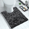 Yimobra Luxury Chenille U-Shaped Toilet Rug, Super Soft Shaggy Contour Bath Mat for Bathroom Floor, Fluffy, Water Absorbent, Non Slip, Machine Washable, Dry Quickly, 24''x 20'', Black & Dark Grey