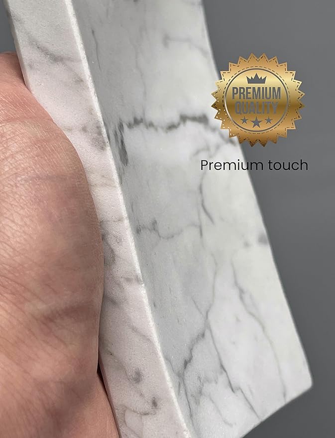 Real Marble Soap Dish - Soap Dish for Shower, Shower Bar Soap Holder, Marble Dish for Bathroom Kitchen, Decorative Stone Soap Dish (Calacatta White, Rectangular)
