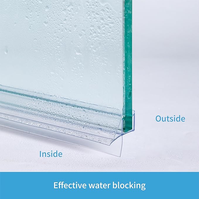 Shower Door Bottom Seal 2-Pack 1/4" x 36" Frameless Glass Shower Door Seal Strip Stop Leaks and Create a Water Barrier Replacement Shower Cubicle Screen Seal Strip