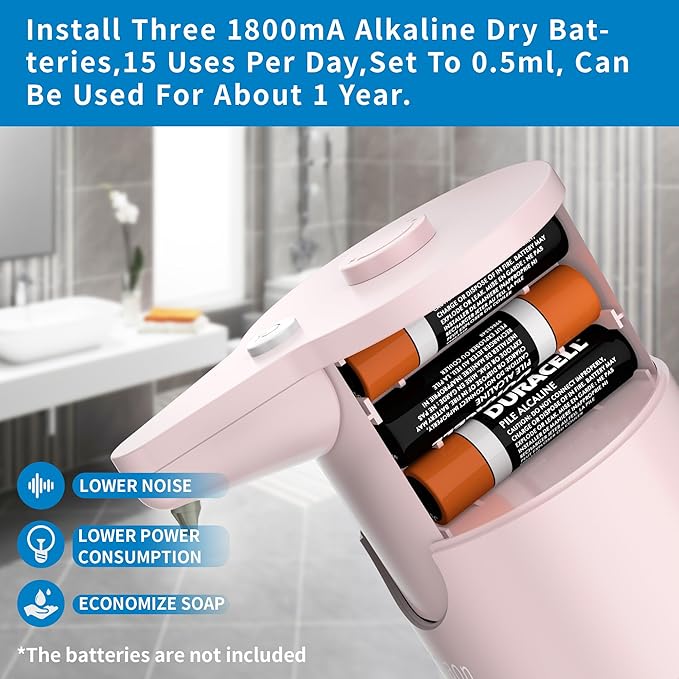 Aunmaon Automatic Touchless Soap Dispenser, Adjustable Volume for Thick & Thin Liquids, Hands-Free for Kitchen & Bathroom