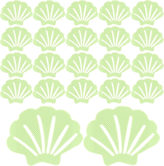 30 Pcs Non Slip Bathtub Stickers Luminous Green Adhesive Decals Sea Shell Shape Shower Stickers for Floor, Ladders, Bath Tub, Stairs, Bathroom