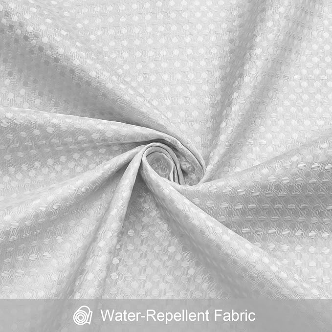 3 in 1 Stall Half Size Light Grey Shower Curtain Set-36 W x 72 H, Modern Waffle Waterproof Fabric and PEVA Liner Set with Stainless Steel Hooks