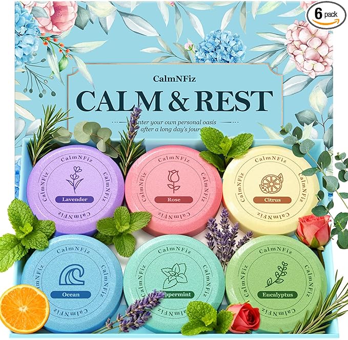 6 Pack Shower Steamers Aromatherapy, Stocking Stuffers for Women Men, Birthday Gifts for Her, Christmas White Elephant Gifts for Mom Adults Teen, Relaxation Self Care Natural Essential Oil