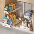 Under Sink Organizer,2 Tier Slide Out Kitchen Cabinet Organizers with Pulley,Under Bathroom Sink Pull Out Organizer with Multiple Height Adjustments for Kitchen and Bathroom Cabinets-White