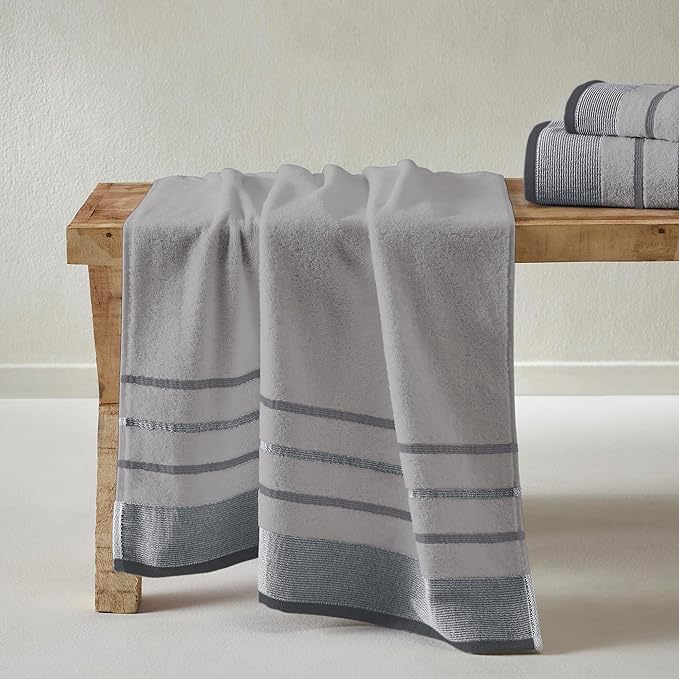 Great Bay Home Decorative Oversized Bath Sheet Set - Luxury Cotton 2 Pack 68x35 Extra Large Towels - Luxurious, Ultra-Soft, Durable Towels for Bathroom Decor (Grey)