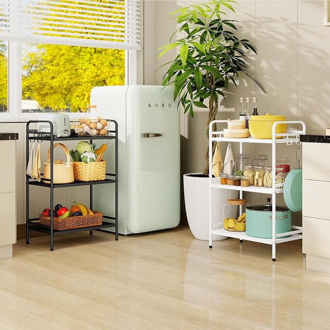 HDANI Storage Shelves, 3-Tier Metal Storage Rack with Shelf,Shelf Organizer,Garage Standing Shelving Unit for Laundry,Bathroom,Kitchen,Pantry, Closet,23.6''W X 13.8''D X 36.2 H'',Black