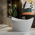 Empava 59" x 28" Freestanding Whirlpool Tub with Center Drain,560W Stand Alone Bathtub with 8 Hydromassage Jets, Unique Boat-Shaped,Acrylic,ETL Certified