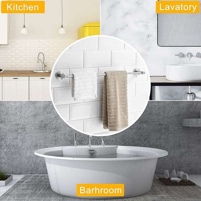 BESy Adjustable 15 to 26 Inch Single Bath Towel Bar for Bathroom SUS304 Stainless Steel Towel Holder, Wall Mount with Screws Hand Towel Bar Rod Hotel Style, Brushed Nickel