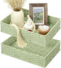 StorageWorks Bathroom Vanity Tray for Countertop, Bathroom Counter Tray for Decorative, Toilet Paper Baskets, Green, Larger, 2 Pack