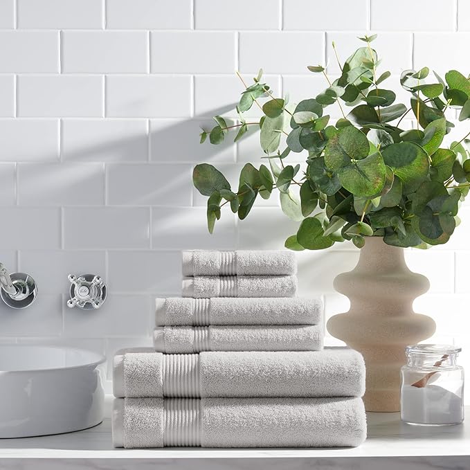 Arkwright Bathroom Hand Towels Set of 6 - Super Soft 100% Cotton, 600 GSM Quick Dry & Absorbent, Luxury Bath Essentials for Hotels, Spa, Hosts, and Vacation Rentals, Titanium Grey