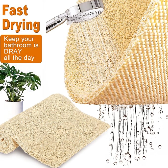 Shower Mats Non Slip for Elderly, 24x32’’Lager Loofah Bath Mats for Shower, Non-Slip Bath Mat for Elderly-Beige