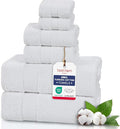 TEXTILOM 6 Pcs Bath Towel Set – Hotel and Spa Quality & Soft & Absorbent & Quick Dry Bath Towels for Bathroom –100% Turkish Cotton Bathroom Towels Set (2 Bath Towels,2 Hand Towels,2 Washcloths)-White