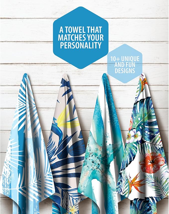 VENTURE 4TH Microfiber Beach Towel: Quick-Dry, Compact, Sand-Free, Absorbent, Sandproof and Lightweight - Perfect for Camping, Beach, and Roadtrips (Ocean Vibe Design | 35x78 inches)