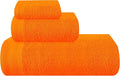 Ultra Soft 3 Pack Cotton Towel Set, Contains a Bath Towels 28x55 inch, a Hand Towels 16x24 inch & a Wash Coths 12x12 inch, Ideal Everyday use, Compact & Lightweight - Orange