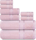 Casa Lino Bath Towel Set of 8 (2 Bath Towels, 4 Wash Cloths & 2 Hand Towels for Bathroom) - 100% Cotton - Highly Absorbent & Quick Dry - Guest Room Essentials for Bathroom Set - (Blush Pink)