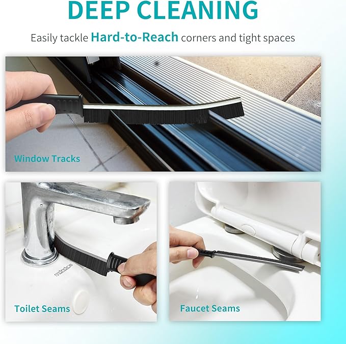 Hard Bristle Crevice Cleaning Brush for Household Use, Multifunctional Crevice Cleaning Tool, Home Essentials, Upgraded Gap Cleaning Brush for Bathroom, Kitchen, 6Pcs