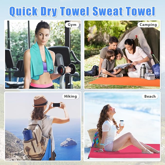 Sfee 2 Pack Microfiber Travel Towel, Quick Dry & Super Absorbent, Lightweight, Rectangular Bath Towel, Modern Purple Sports Towel for Gym, Hiking, Pool, Backpacking, Bath, Yoga